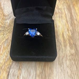 Silver Sapphire Heart Ring